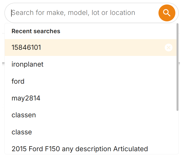 After: only the Recent searches menu appears