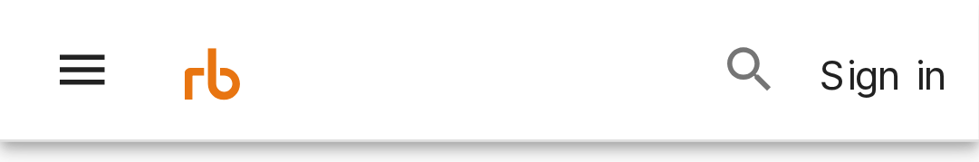 Before: the mobile header with the logo and Sign in sitting lower than the menu button, and a lighter search icon